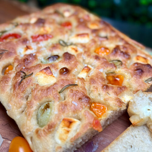 Halloumi & Cherry Tomato Focaccia - Smoke & Sear - BBQ Recipes