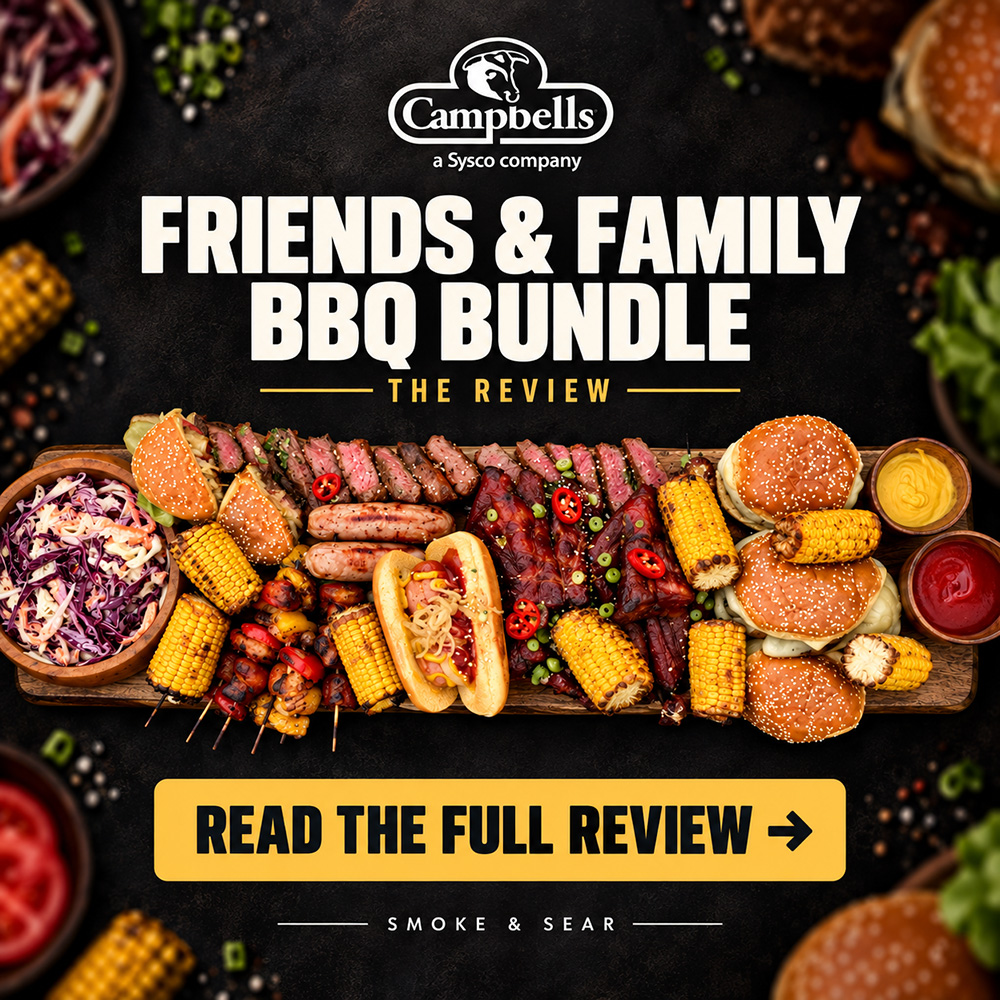 Campbell’s Friends and Family BBQ Bundle prepared as a complete BBQ feast.