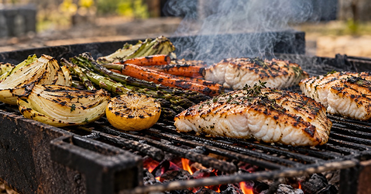 Illustrative barbecue scene for Dartmouth Food Festival 2026 – Fire and Food Quarter.